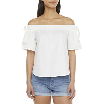 a.n.a Womens Straight Neck Short Sleeve Blouse