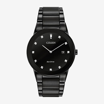 Citizen Axiom Mens Diamond Accent Black Stainless Steel Bracelet Watch Au1065-58g