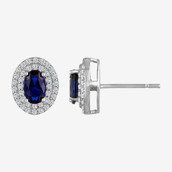 Lab Created Blue Sapphire Sterling Silver 10.2mm Stud Earrings