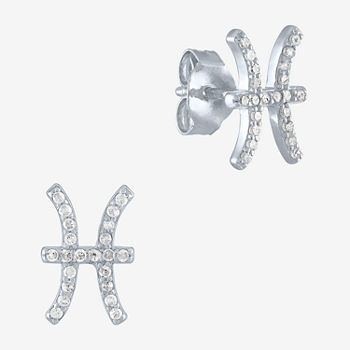Diamond Addiction "Pisces" 1/7 CT. T.W. Lab Grown White Diamond Sterling Silver Stud Earrings