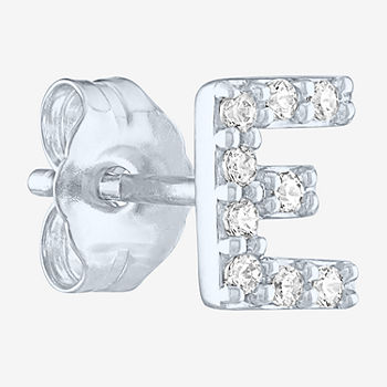 Diamond Addiction Initial "E" Diamond Accent Lab Grown White Diamond Sterling Silver Single Earrings
