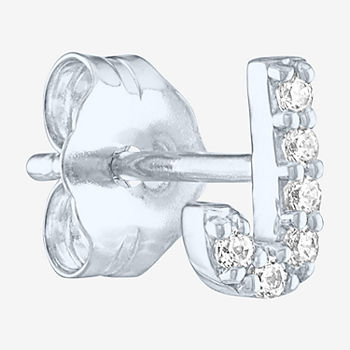 Diamond Addiction Initial "J" Diamond Accent Lab Grown White Diamond Sterling Silver Single Earrings