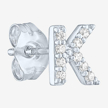 Diamond Addiction Initial "K" Diamond Accent Lab Grown White Diamond Sterling Silver Single Earrings