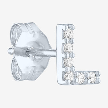 Diamond Addiction Initial "L" Diamond Accent Lab Grown White Diamond Sterling Silver Single Earrings
