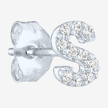 Diamond Addiction Initial "S" Diamond Accent Lab Grown White Diamond Sterling Silver Single Earrings
