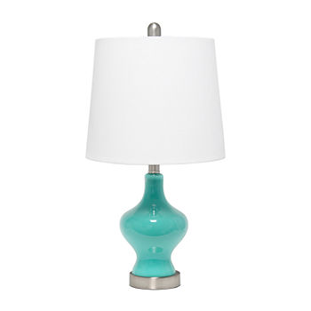 Teal Paseo Glass Table Lamp