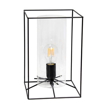 Large Metal Frame With Clear Shade Glass Table Lamp