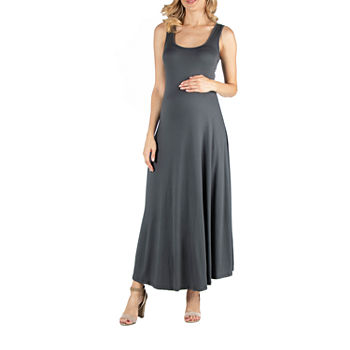 24/7 Comfort Apparel Slim Fit A Line Sleeveless Maxi Dress