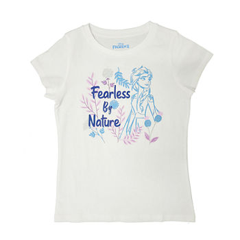 Disney Little & Big Girls Crew Neck Princess Elsa Frozen Short Sleeve Graphic T-Shirt