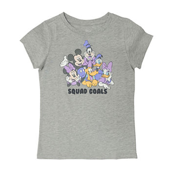 Disney Little & Big Girls Crew Neck Mickey and Friends Short Sleeve Graphic T-Shirt