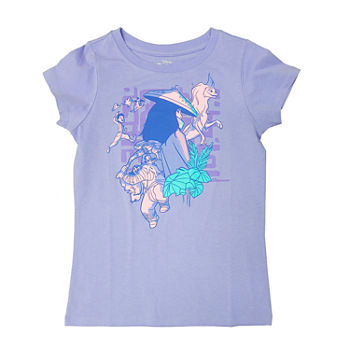 Disney Little & Big Girls Crew Neck Raya Short Sleeve Graphic T-Shirt