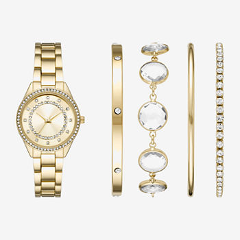 Ladies Sets Womens Crystal Accent Gold Tone 5-pc. Watch Boxed Set Fmdjset332