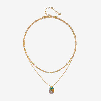 Bijoux Bar 16 Inch Link Rectangular Chain Necklace