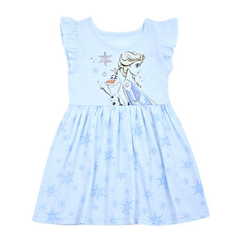 Disney Toddler Girls Short Sleeve Flutter Sleeve Princess Frozen A-Line Dress