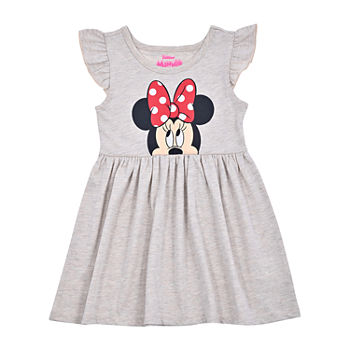 Disney Toddler Girls Sleeveless Flutter Sleeve Mickey and Friends Minnie Mouse A-Line Dress