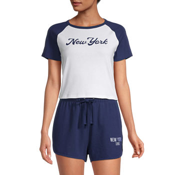 New York Juniors Womens Cropped Graphic Baby T-Shirt
