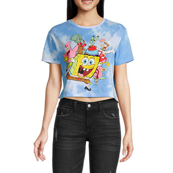 Spongebob and Friends Juniors Womens Cropped Graphic T-Shirt