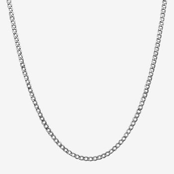 14K White Gold Semisolid Curb Chain Necklace