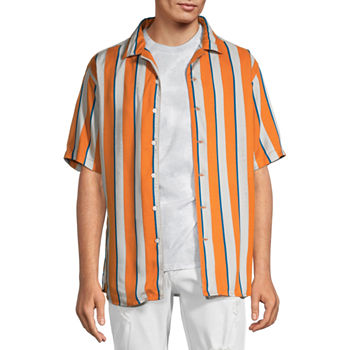Arizona Mens Regular Fit Short Sleeve Striped Button-Down Shirt