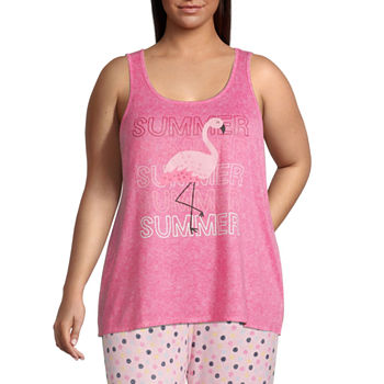 Sleep Chic Womens Plus Sleeveless Scoop Neck Pajama Top