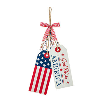 Glitzhome 19.5"H Wooden Patriotic Hanging Wall Sign