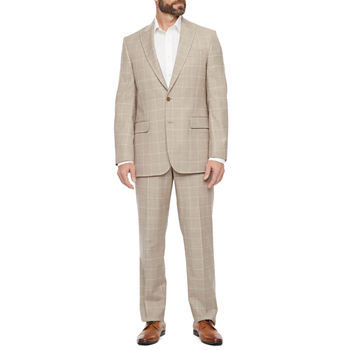 Stafford Signature Coolmax Tan Texture Windowpane Classic Fit Slim Suit Separates