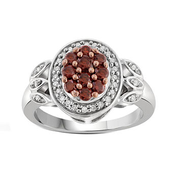 1/2 CT. T.W. White & Color-Enhanced Red Diamond Sterling Silver Ring
