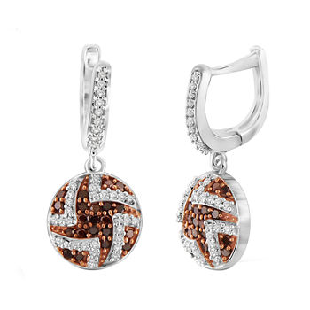 1/2 CT. T.W. White & Color-Enhanced Red Diamond Sterling Silver Earrings