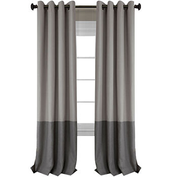 Elrene Home Fashions Braiden Color Block Blackout Grommet Top Single Curtain Panel