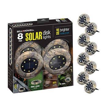 Bell + Howell Solar Powered Outdoor Disk Lights with 8 LED - 8 Pack