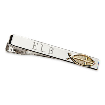 Personalized Tie Bar w/ Gold-Tone Christian Fish