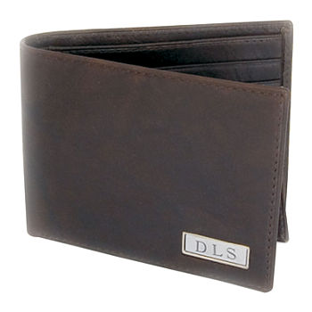 Leather Bi-fold Wallet with Engravable Plaque