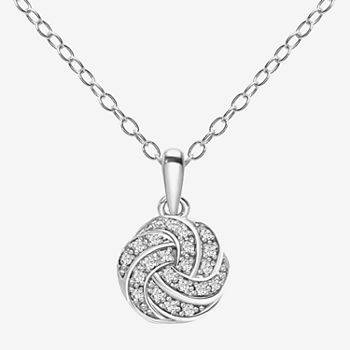 Womens 1/8 CT. T.W. Genuine White Diamond Sterling Silver Knot Pendant Necklace