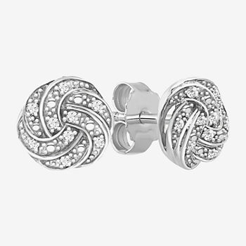 1/10 CT. T.W. Genuine White Diamond Sterling Silver 8.3mm Knot Stud Earrings