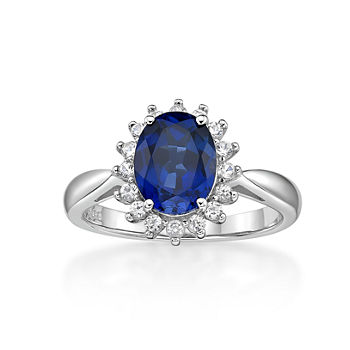 Womens Lab Created Blue Sapphire Sterling Silver Cocktail Ring