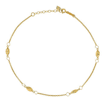 14K Gold 9 Inch Solid Bead Round Ankle Bracelet