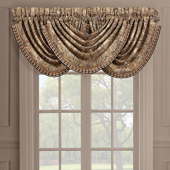 Queen Street Lakeview Beige Rod-Pocket Waterfall Valance