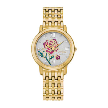 Citizen Disney Belle Womens Gold Tone Stainless Steel Bracelet Watch Ex1492-59w