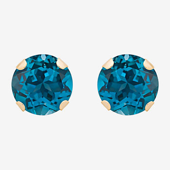 Lab Created Blue Topaz 10K Gold 4mm Stud Earrings