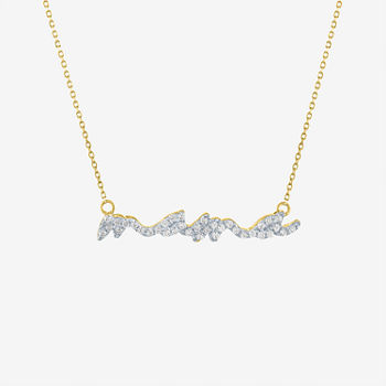 Mama Womens Diamond Accent Genuine White Diamond 10K Gold Pendant Necklace