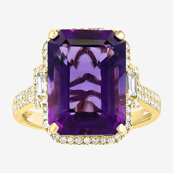 Effy  Womens Genuine Purple Amethyst 14K Gold Cocktail Ring