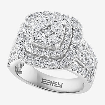 Effy  Womens 2 CT. T.W. Genuine White Diamond 14K White Gold Cocktail Ring