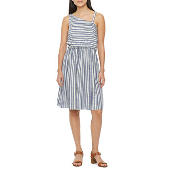 52seven Sleeveless Striped Fit + Flare Dress