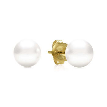 AA Quality 6-7mm Cultured Freshwater Pearl 14K Yellow Gold Stud Earrings