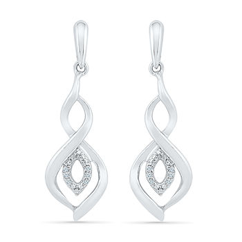 Diamond Accent Genuine White Diamond Sterling Silver Drop Earrings