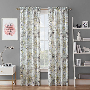 Waverly Mapped Out Light-Filtering Rod Pocket Single Curtain Panel