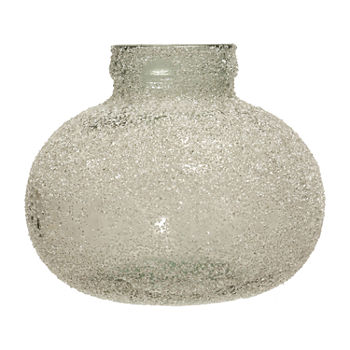 9 IN. Round Clear Transluscent Crackled Glass Tabletop Lamp