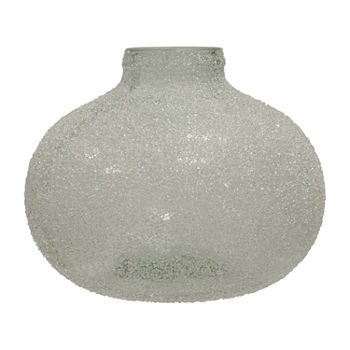 Stylecraft Wide Round Translucent Smoke Crackle Glass Vase