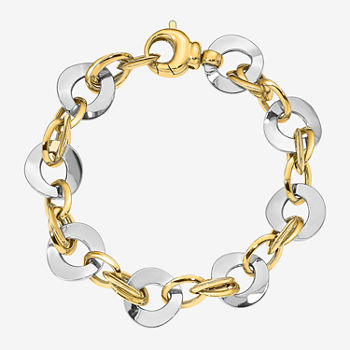 14K Two Tone Gold 8 Inch Hollow Link Bracelet