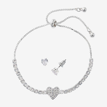 Sparkle Allure Light Up Box 2-pc. Cubic Zirconia Pure Silver Over Brass Heart Jewelry Set